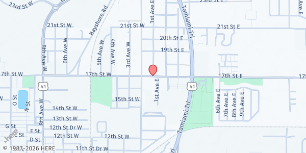 Map showing St. John MB Church at 1701 1st Ave E, Palmetto, FL
