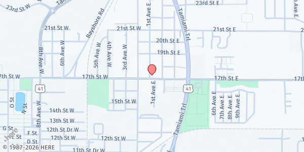 Map showing St. John's MB at 104 17th Street East, Palmetto, FL