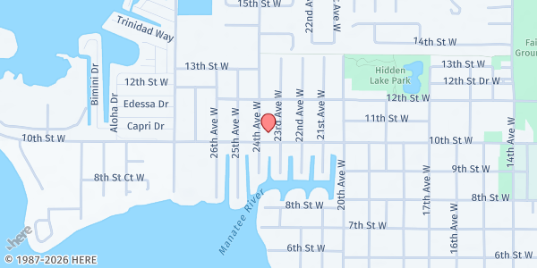 Map showing St. Mary's Episcopal Church at 1010 24th Ave. W., Palmetto, FL