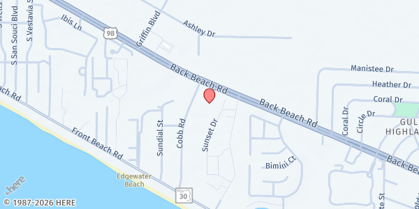 Map showing 5 Bridges Church at 17495 Panama City Beach Pkwy., Panama City Beach, FL