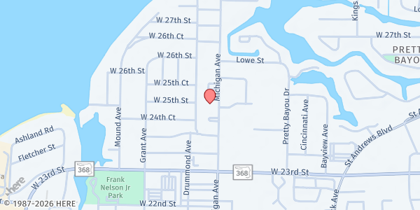 Map showing Fellowship Baptist Church at 2501 Michigan Ave., Panama City, FL
