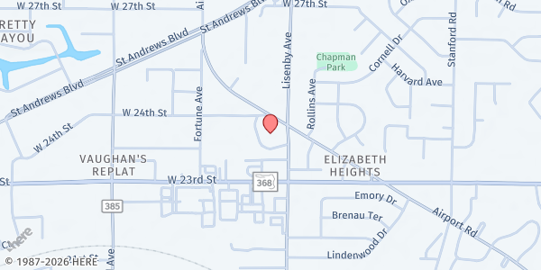 Map showing Grace Presbyterian Church - Grace's Care at 1415 Airport Rd., Panama City, FL