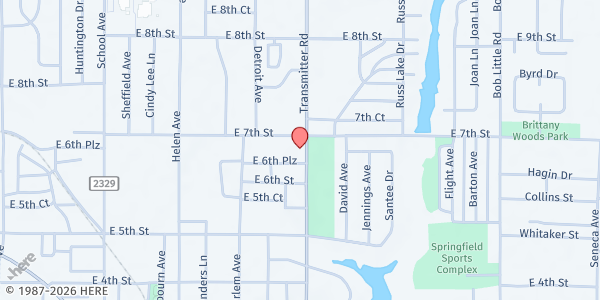 Map showing Springfield Community Church at 615 Transmitter Rd., Panama City, FL