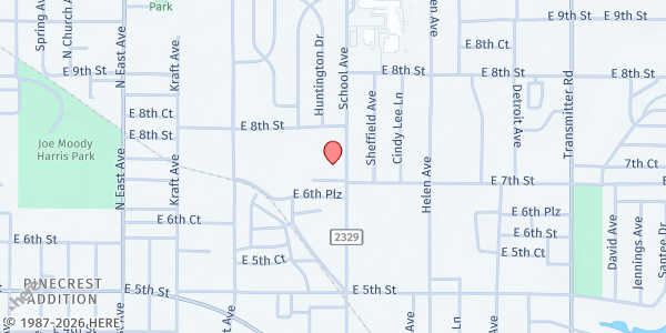 Map showing Springfield UMC Mission House at 701 School Ave., Panama City, FL