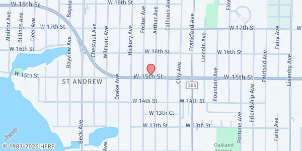 Map showing St. Andrew's Assembly of God Church at 2400 W. 15th St., Panama City, FL