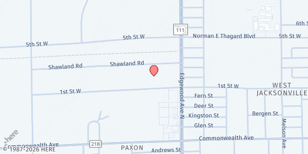 Map showing FEEDING NORTHEAST FLORIDA Main Location at 1116 Edgewood Avenue North, Paxon, FL