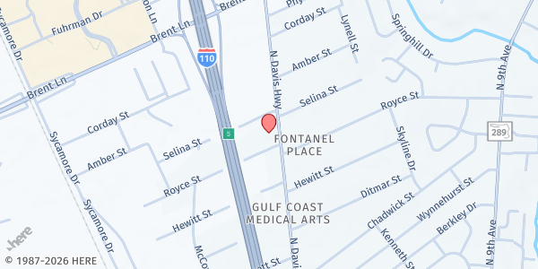 Map showing East Brent Baptist Church at 4801 N. Davis Hwy., Pensacola, FL