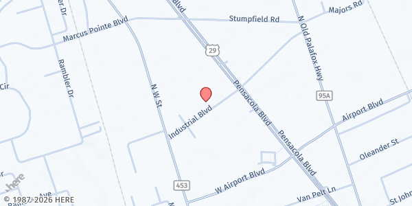 Map showing Freedom Church - Storehouse at 108 Industrial Blvd., Pensacola, FL