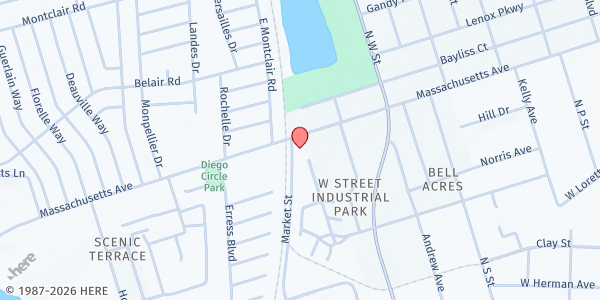 Map showing Harvest Community Outreach at 3990 Market St., Pensacola, FL