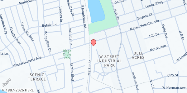 Map showing HARVEST COMMUNITY OUTREACH INC at 3990 Market St., Pensacola, FL