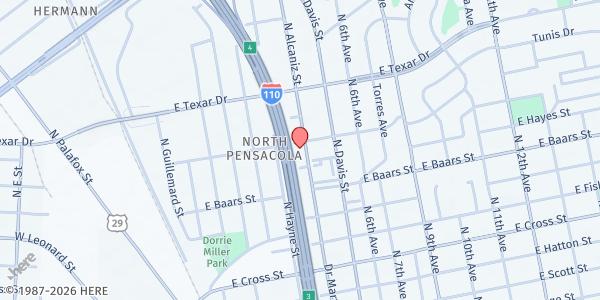 Map showing Help Us Help Ourselves International Ministries Inc. at 3111 Doctor M.L.K. Jr Dr., Pensacola, FL