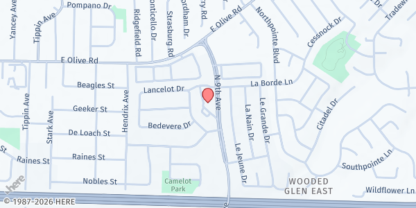 Map showing Holy Cross Episcopal Church at 7979 N. 9th Ave., Pensacola, FL