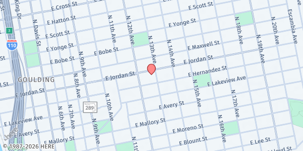 Map showing Jordan Street SDA Church at 1275 E. Jordan St., Pensacola, FL