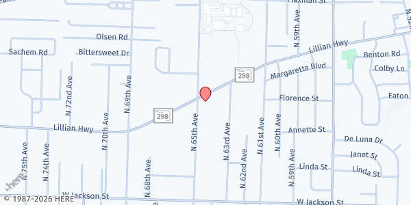 Map showing Little Flower Catholic Church - Mother Teresa of Calcutta at 6495 Lillian Hwy., Pensacola, FL