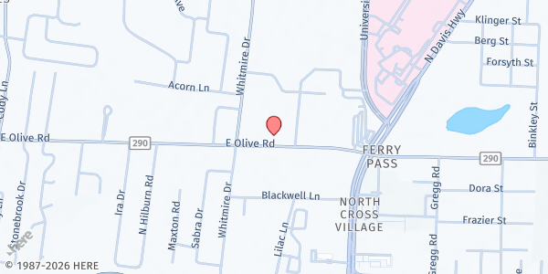 Map showing Ministry Village at Olive at 1716 E. Olive Rd., Pensacola, FL