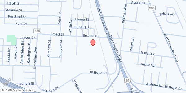 Map showing Northwest Florida Community Outreach at 691 Broad St., Pensacola, FL