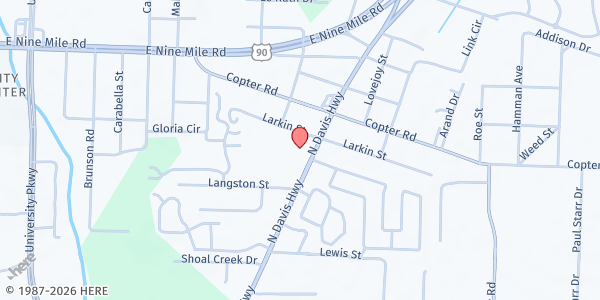 Map showing Northwest Florida Community Outreach, Inc. at 9191 N Davis Hwy, Pensacola, FL