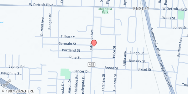 Map showing Pensacola Caring Hearts at 1072 Sawyer St, Pensacola, FL