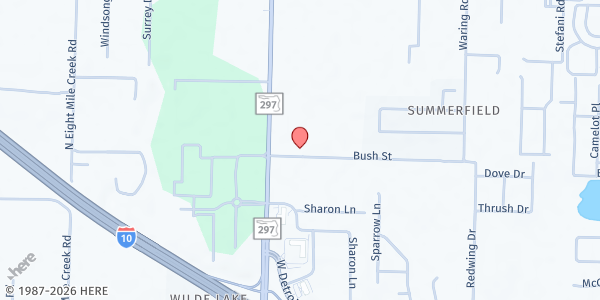 Map showing Redemption Church at 2328 Bush St., Pensacola, FL