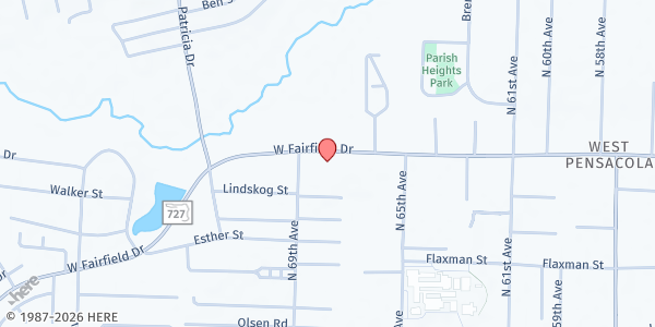Map showing The Centre for Excellence of Pensacola at 6847 W. Fairfield Dr., Pensacola, FL