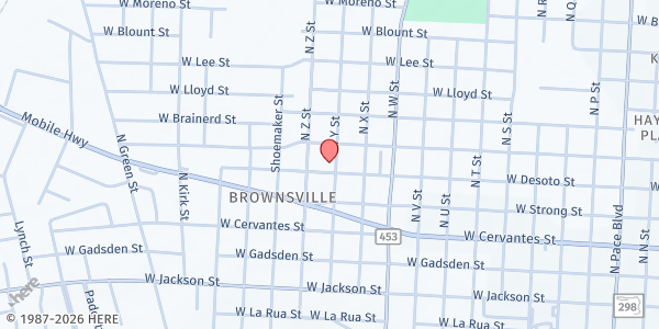 Map showing The Hope Center at Brownsville Church at 3100 W. De Soto St., Pensacola, FL