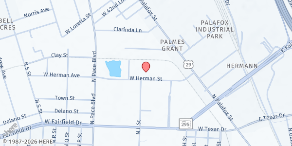 Map showing Waterfront Rescue Mission - Pensacola at 348 W. Herman St., Pensacola, FL