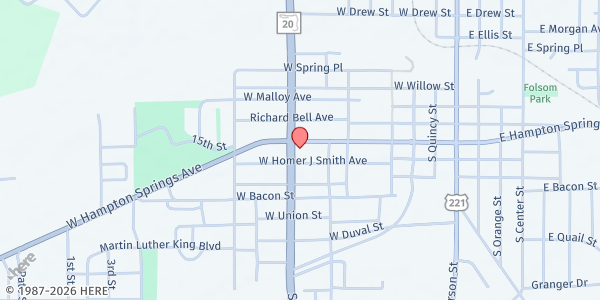 Map showing New Brooklyn Community Development Foundation at 817 Hampton Springs Ave, Perry, FL