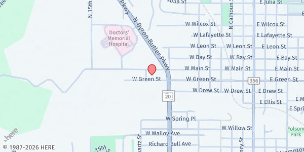 Map showing St. James Episcopal Church at 1100 W. Green St., Perry, FL