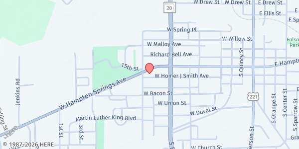 Map showing Stewart Memorial AME Church at 1107 W. Hampton Springs Ave., Perry, FL