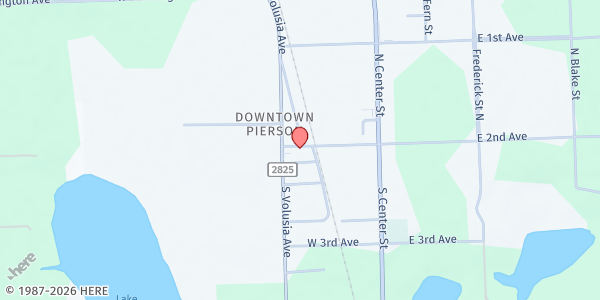 Map showing Pierson Methodist Church Pantry at 171 W. Second Ave, Pierson, FL