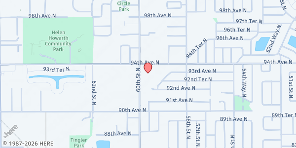 Map showing 60th Street Baptist at 9309 60th Street, Pinellas Park, FL