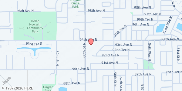 Map showing 60th Street Baptist Church at 9309 60th Street, Pinellas Park, FL