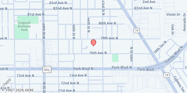 Map showing Elevated Church - Main Location at 4371 76th Avenue North, Pinellas Park, FL