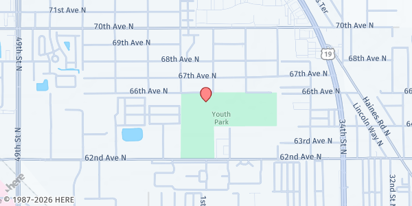 Map showing Youth Park Recreation Center at 4000 66th Avenue North, Pinellas Park, FL