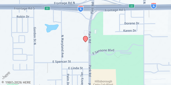 Map showing Hope Lutheran Church at 2001 N. Park Road, Plant City, FL
