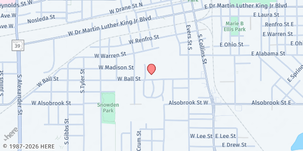 Map showing Mt. Olive Baptist at 604 West Ball Street, Plant City, FL