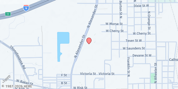 Map showing St. Clement Catholic Church Food Pantry at 1104 North Alexander Street, Plant City, FL