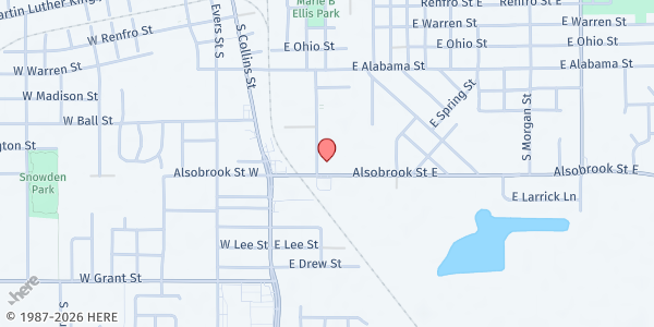 Map showing United Food Bank of Plant City at 702 East Alsobrook Street, Plant City, FL
