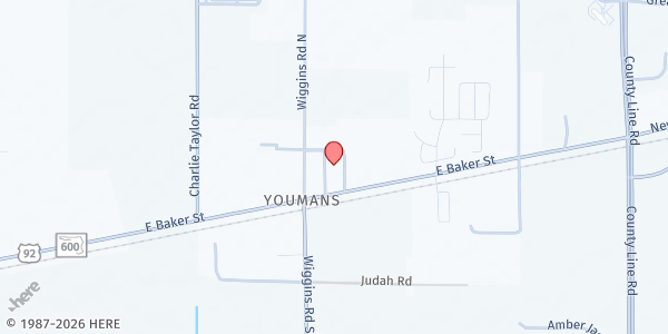 Map showing Youmans Praise & Worship Center at 3816 US-92, Plant City, FL