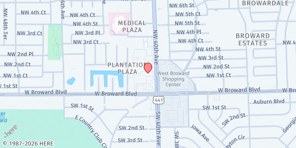 Map showing Haitian Church of God of Prophecy - Fort Lauderdale at 159 N. State Rd. 7, Plantation, FL