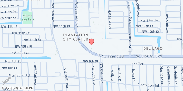 Map showing Soref JCC WECARE Food Pantry at 6501 W. Sunrise Blvd., Plantation, FL