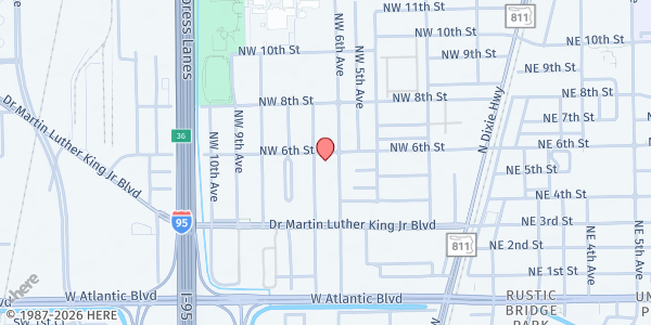 Map showing Abyssinian Baptist Church of Christ at 612 NW 6th St., Pompano Beach, FL