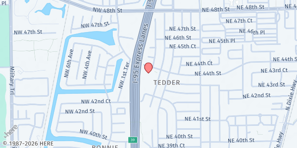 Map showing Blessing Food Pantry and Soup Kitchen at 100 NE 44th St., Pompano Beach, FL