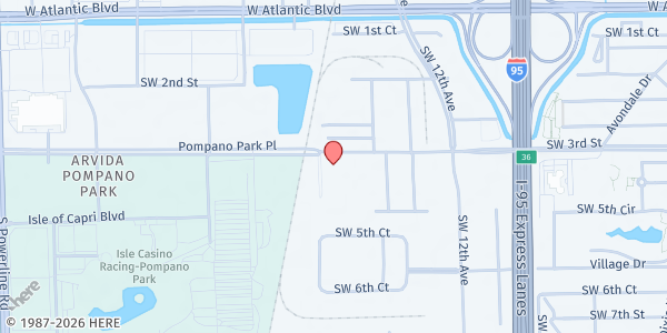 Map showing ICNA Relief Food Pantry at 1450 SW 3rd St Unit A-11, Pompano Beach, FL