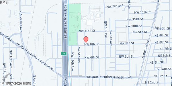 Map showing Mount Calvary Baptist Church at 800 NW 8th Ave, Pompano Beach, FL