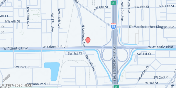 Map showing POMPANO STATE FARMERS MARKET at 1255 West Atlantic Boulevard, Pompano Beach, FL