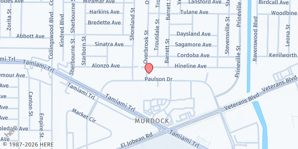 Map showing CHAPS Food & Hygiene Pantry at 18200 Paulson Dr., Port Charlotte, FL