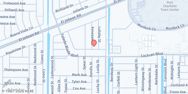 Map showing CHARLOTTE COUNTY HOMELESS COALITION at 1476 Kenesaw St., Port Charlotte, FL