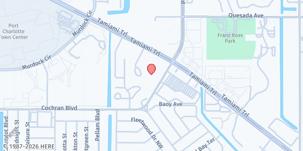 Map showing Edgewater United Methodist at 19190 Cochran Blvd., Port Charlotte, FL