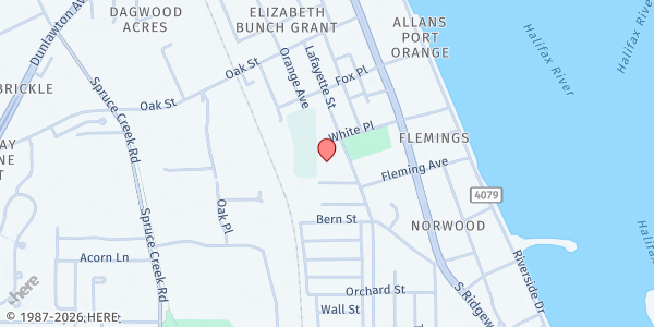 Map showing Epiphany Food Pantry at 201 Lafayette Street, Port Orange, FL